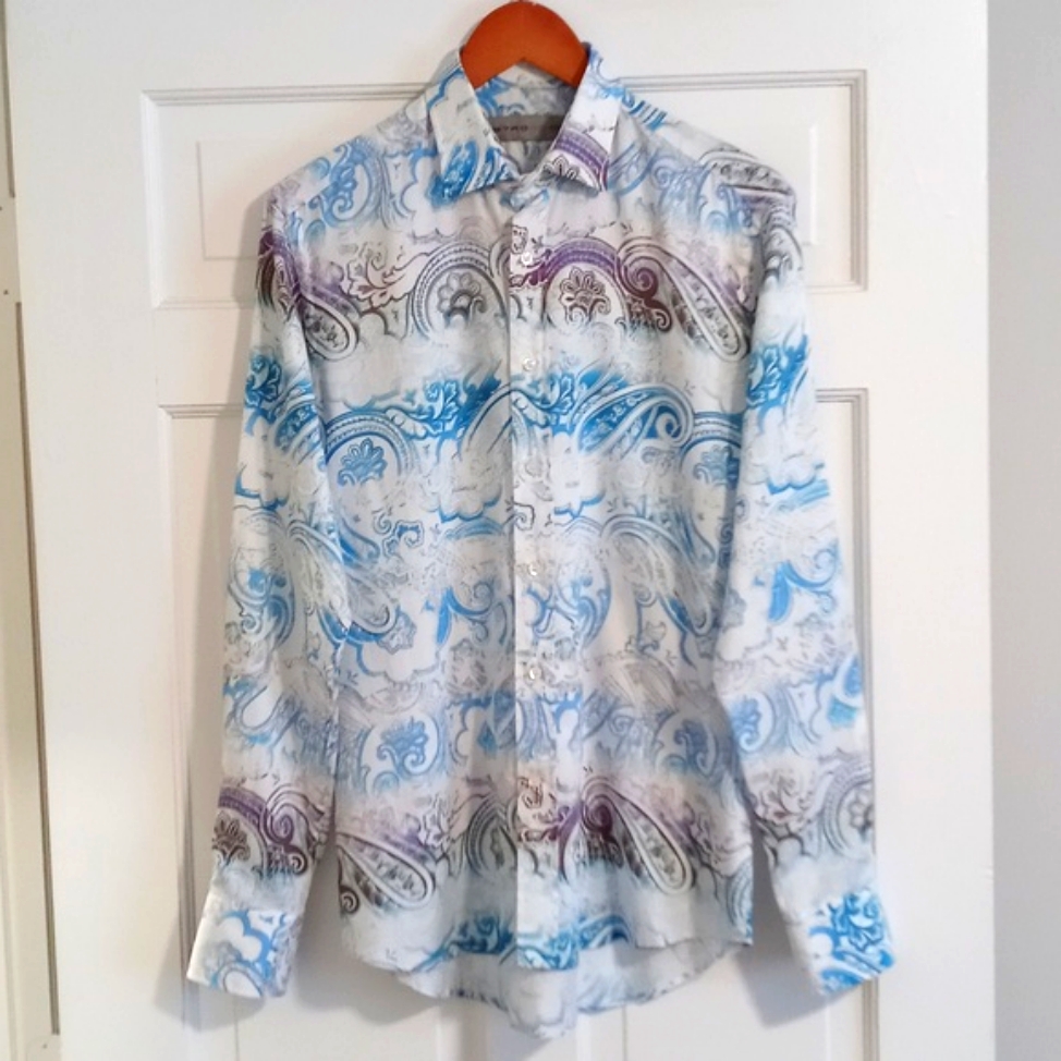 Etro - Men's White/Blue/Purple Paisley L/S Button Down
